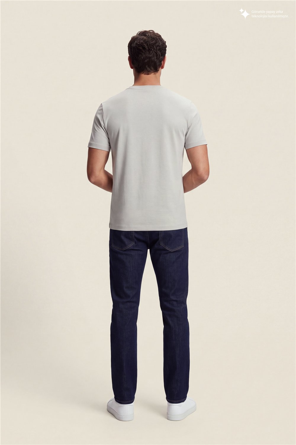 DKNY Metal Logo Tee Erkek Bisiklet Yaka T-Shirt Taş Rengi