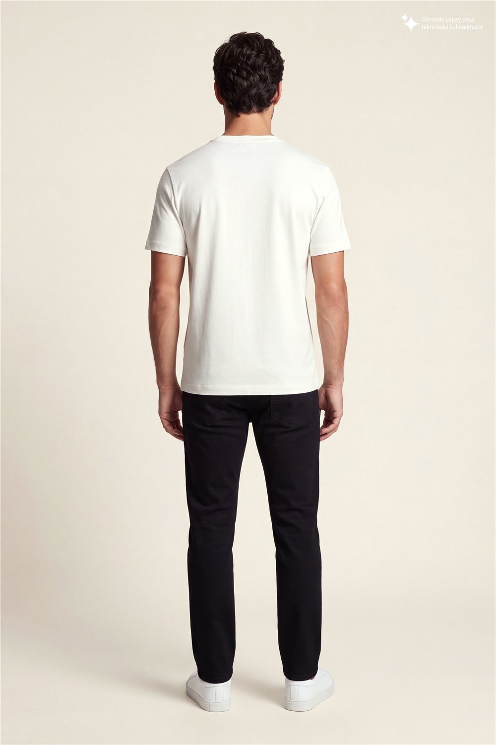 DKNY Patch Logo Tee Erkek Bisiklet Yaka T-Shirt Beyaz