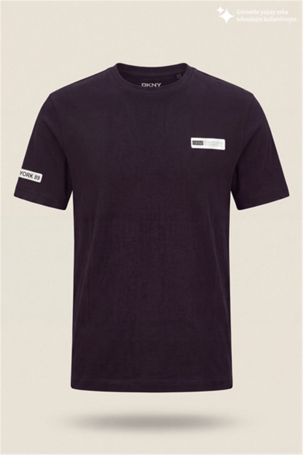 DKNY PU Logo Tee Erkek Bisiklet Yaka T-Shirt Siyah