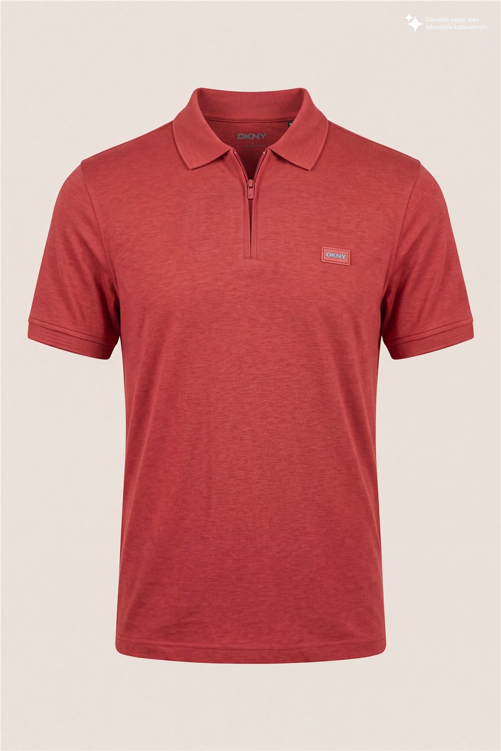 DKNY Quarter Zip Polo Erkek Polo Yaka T-Shirt Kiremit