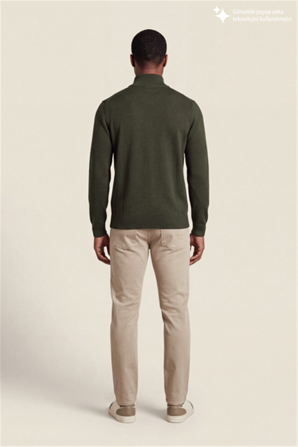 DKNY Quarter-Zip Ribbed Knit Sweater Erkek Triko