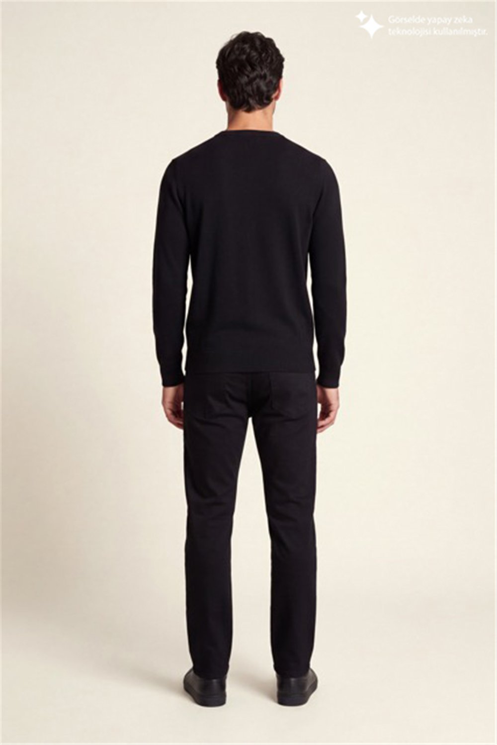 DKNY Ribbed Wool Blend Crew Sweater Erkek Triko Siyah