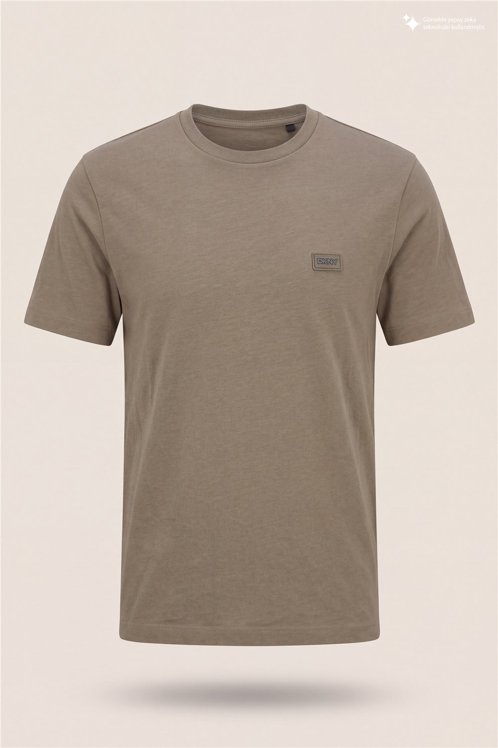 DKNY Silicone Logo Patch Tee Erkek Bisiklet Yaka T-Shirt Vizon