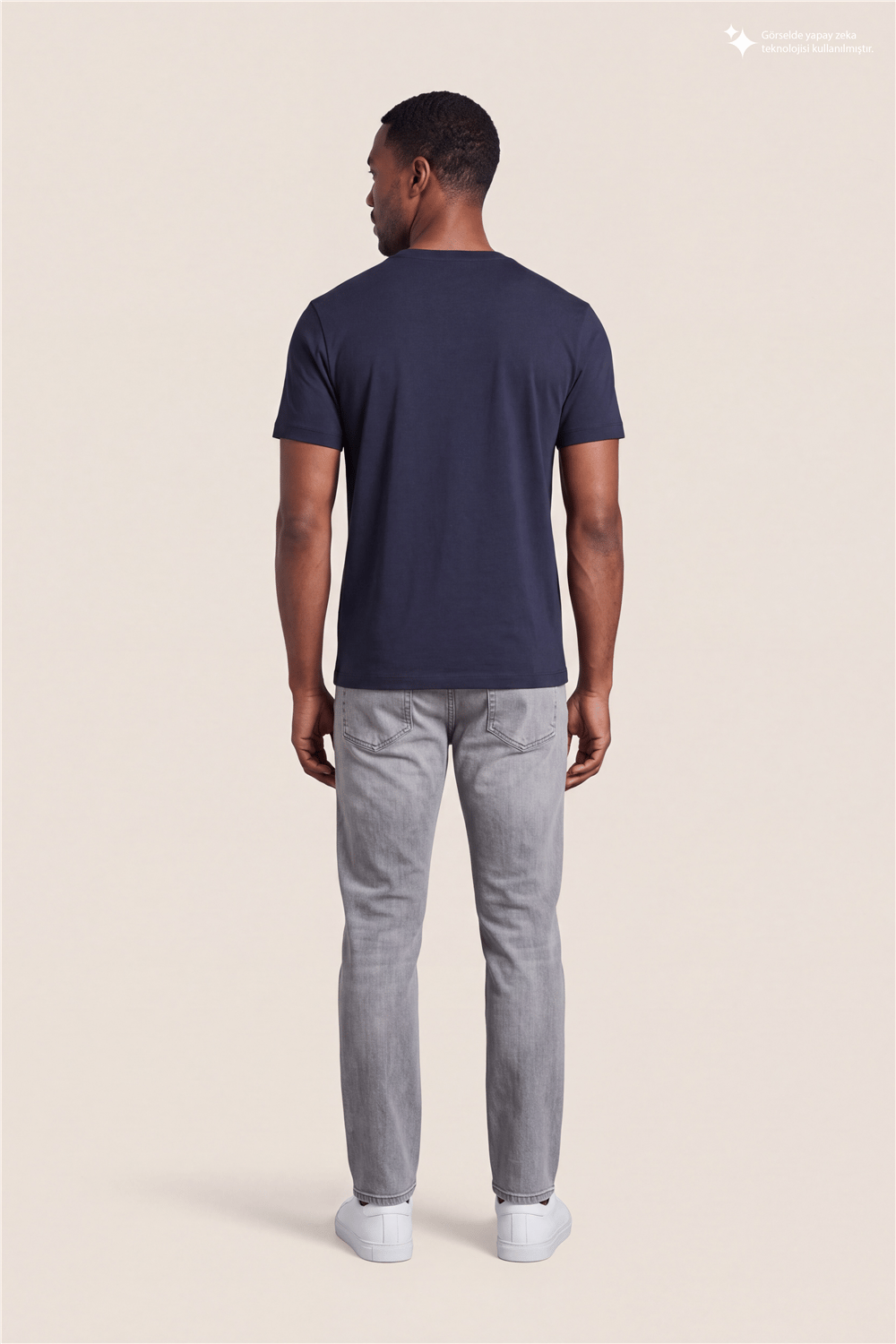 DKNY Silicone Logo Patch Tee Erkek Bisiklet Yaka T-Shirt Lacivert