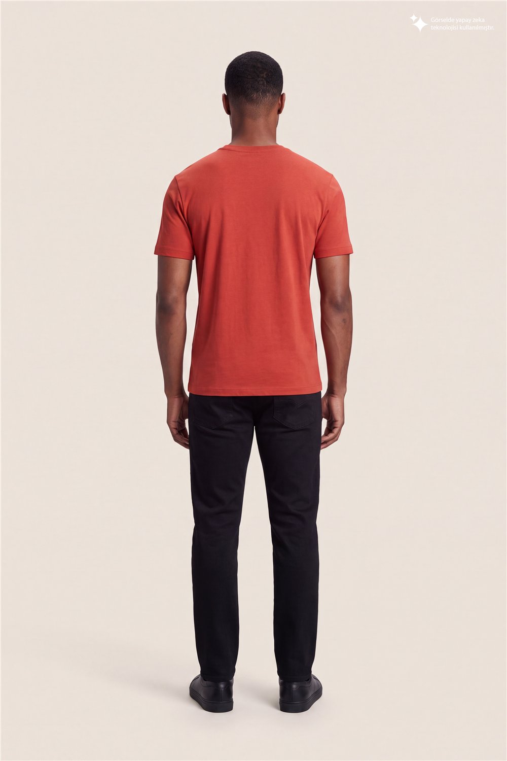 DKNY Silicone Logo Patch Tee Erkek Bisiklet Yaka T-Shirt Kiremit