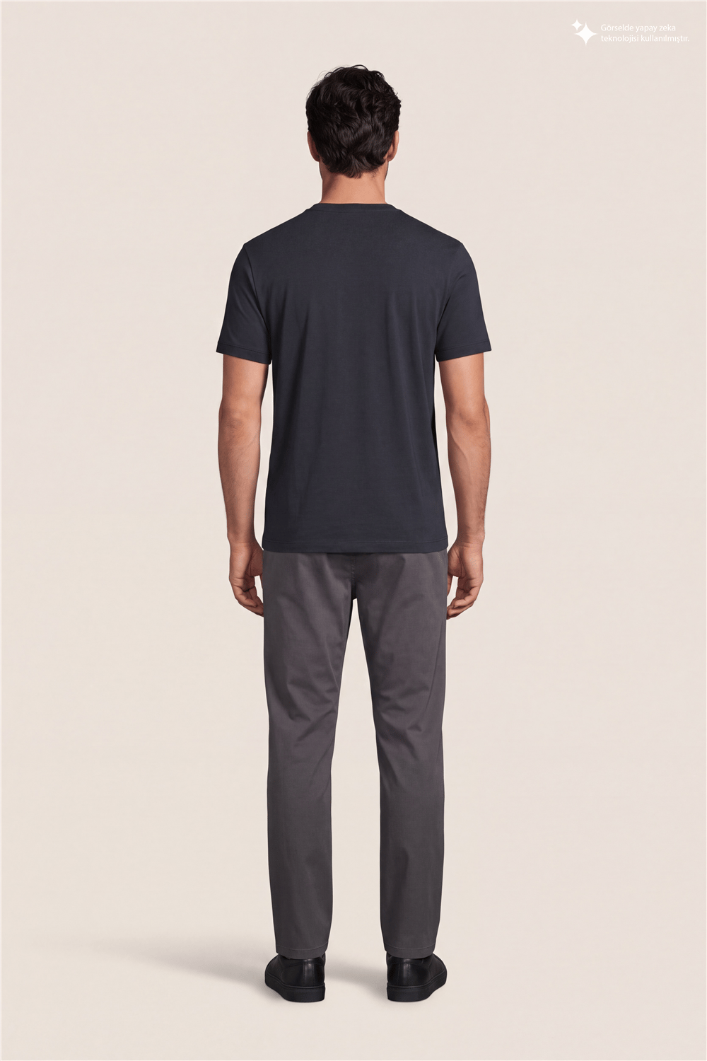 DKNY Silicone Logo Patch Tee Erkek Bisiklet Yaka T-Shirt Siyah