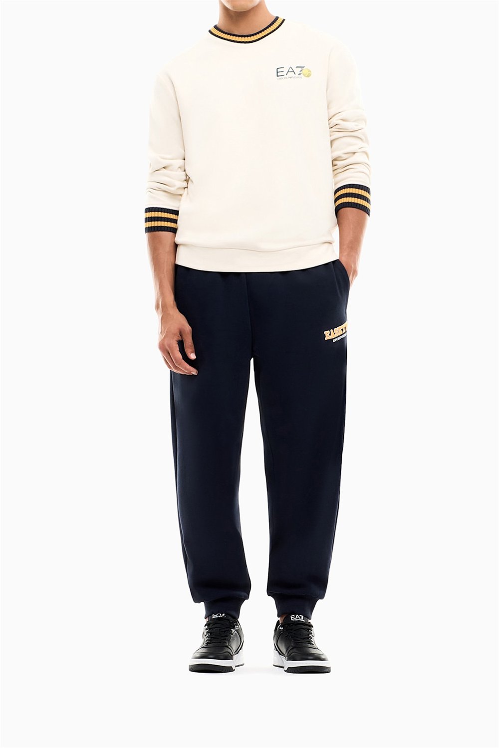 EA7 Erkek Bisiklet Yaka Sweatshirt Bej