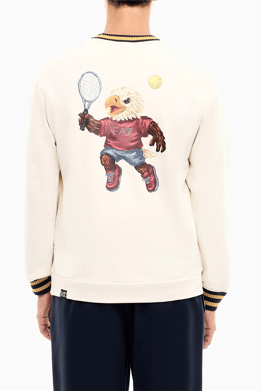 EA7 Erkek Bisiklet Yaka Sweatshirt Bej