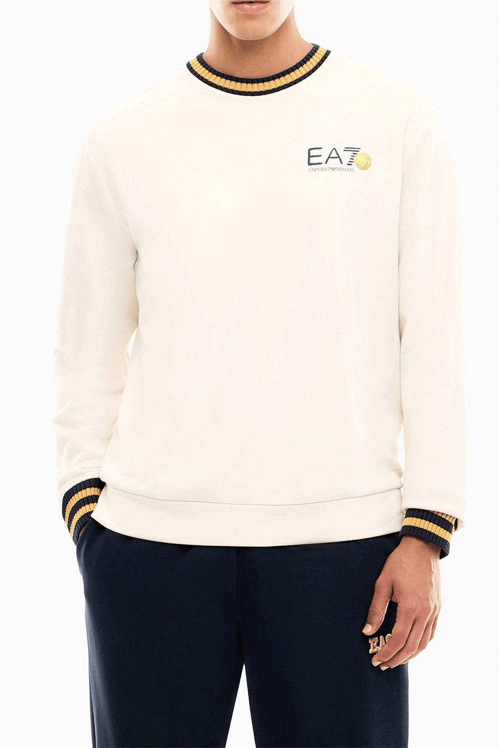 EA7 Erkek Bisiklet Yaka Sweatshirt Bej