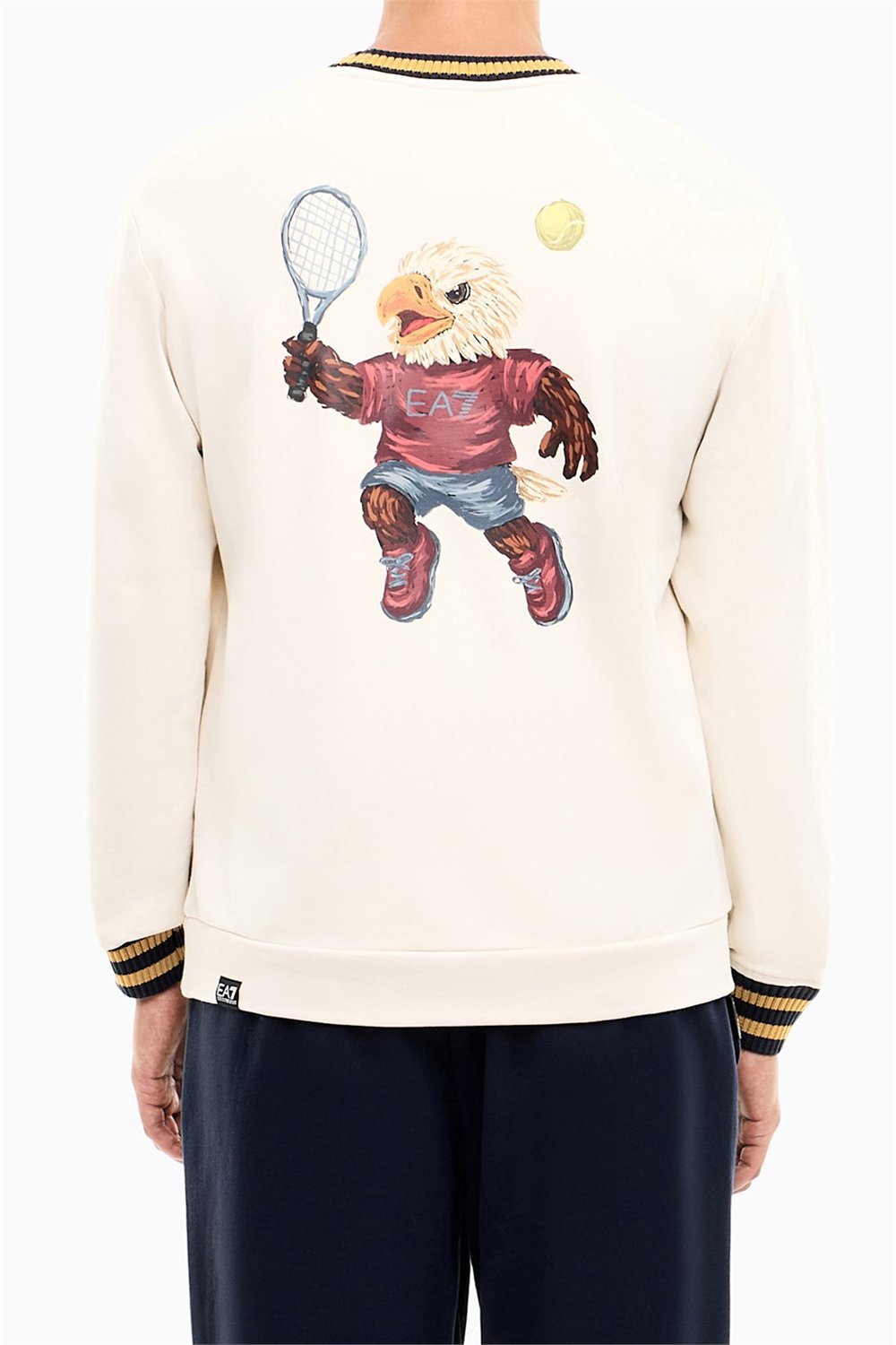 EA7 Erkek Bisiklet Yaka Sweatshirt Bej