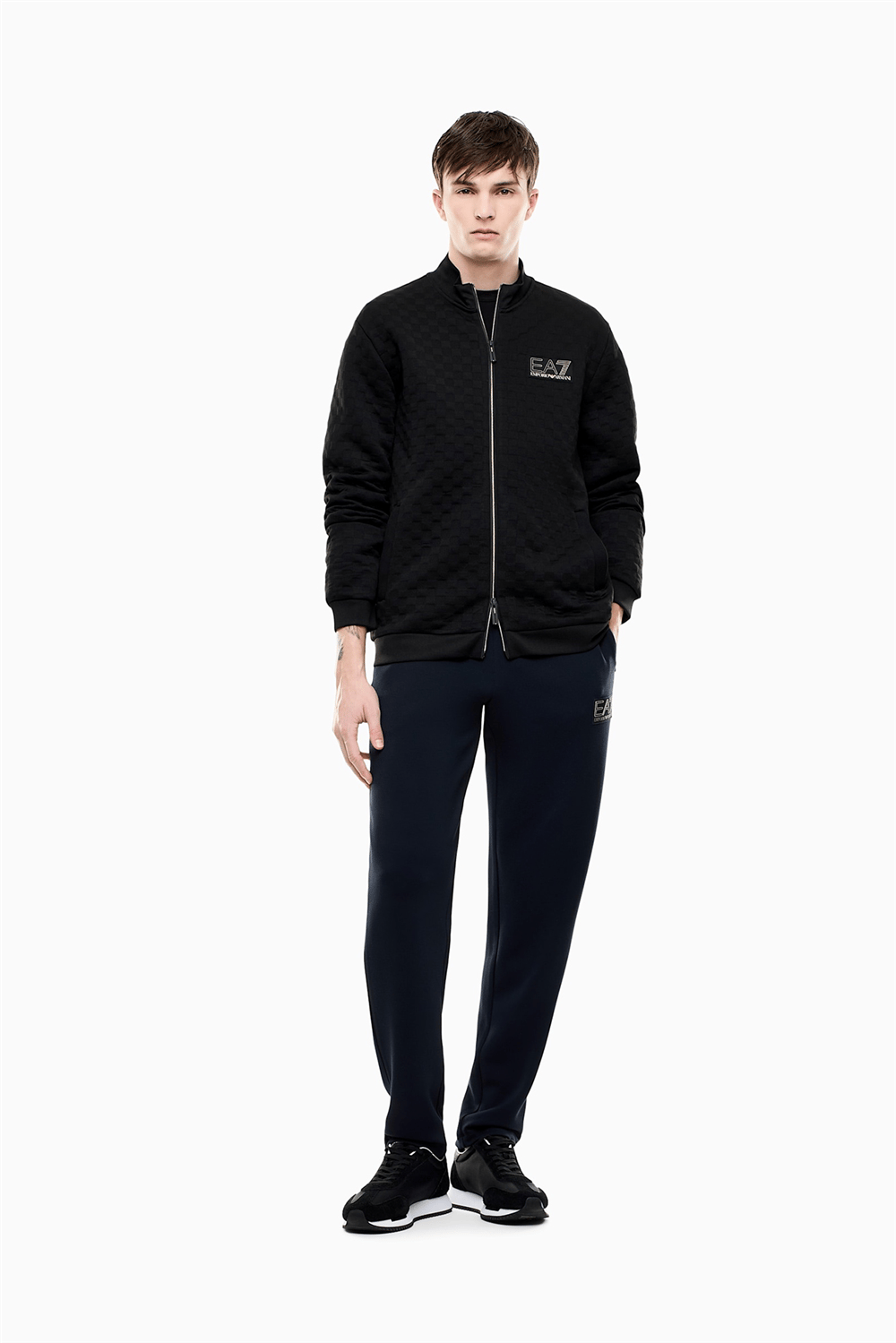 EA7 Erkek Bisiklet Yaka Sweatshirt Siyah