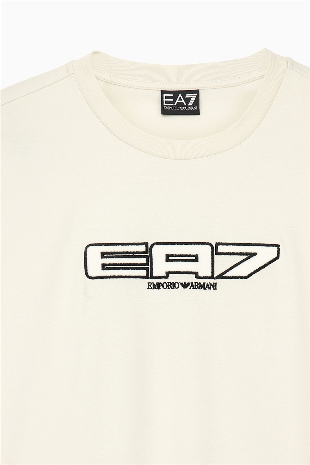 EA7 Erkek Bisiklet Yaka T-Shirt Bej