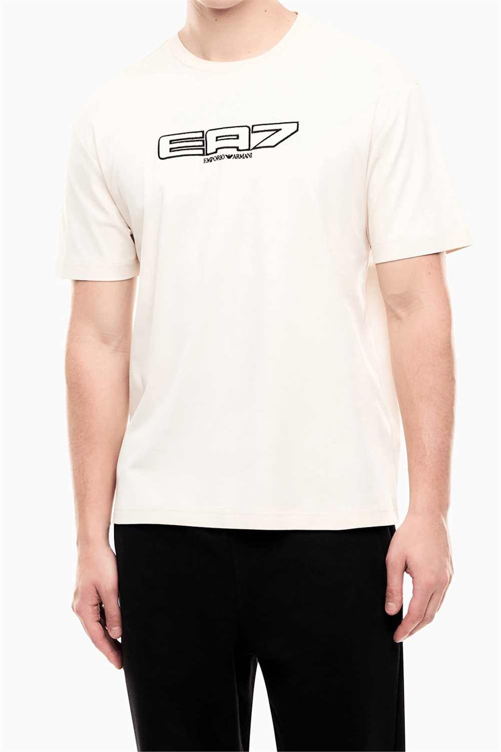 EA7 Erkek Bisiklet Yaka T-Shirt Bej