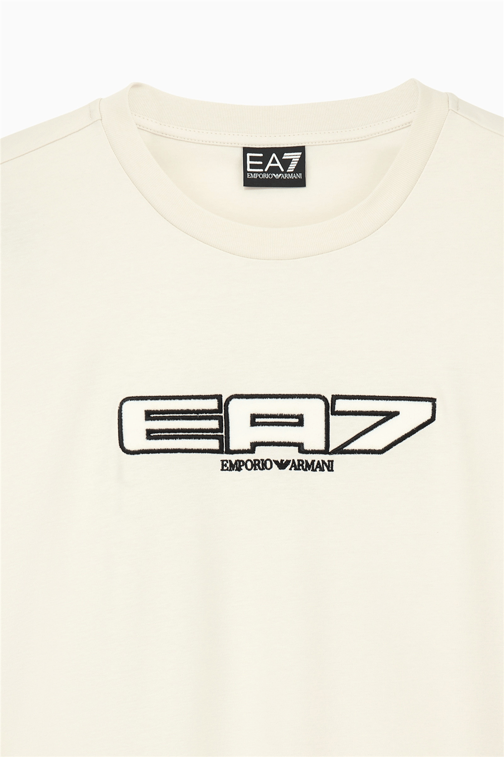 EA7 Erkek Bisiklet Yaka T-Shirt Bej