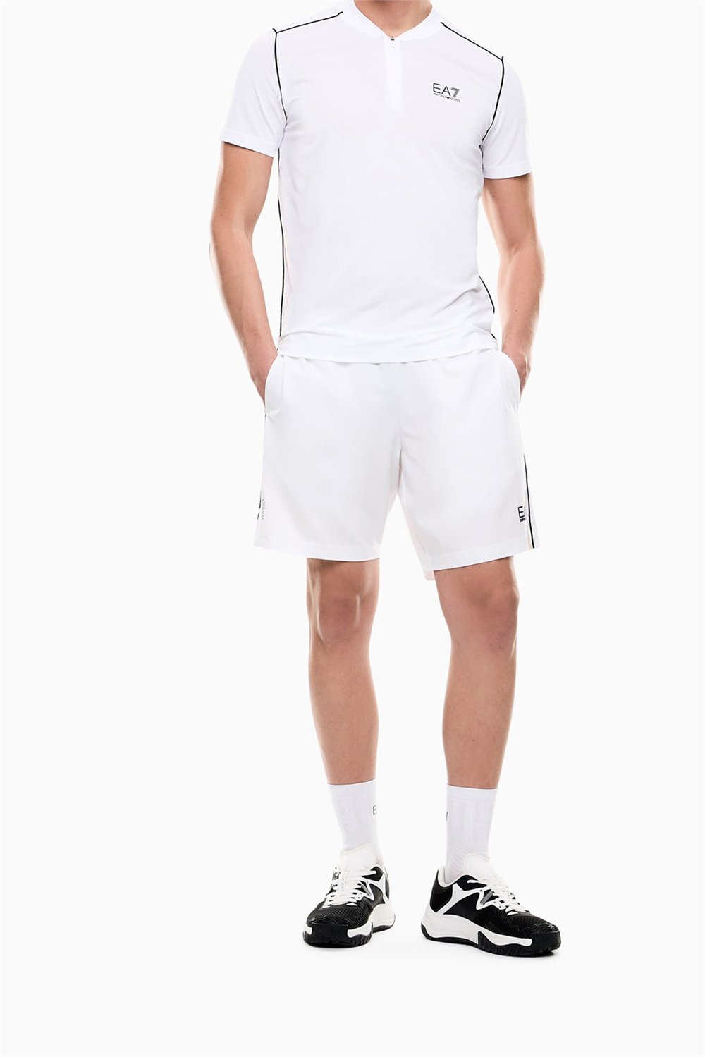 EA7 Erkek Bisiklet Yaka T-Shirt Beyaz