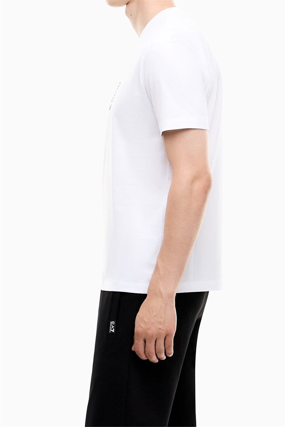 EA7 Erkek Bisiklet Yaka T-Shirt Beyaz