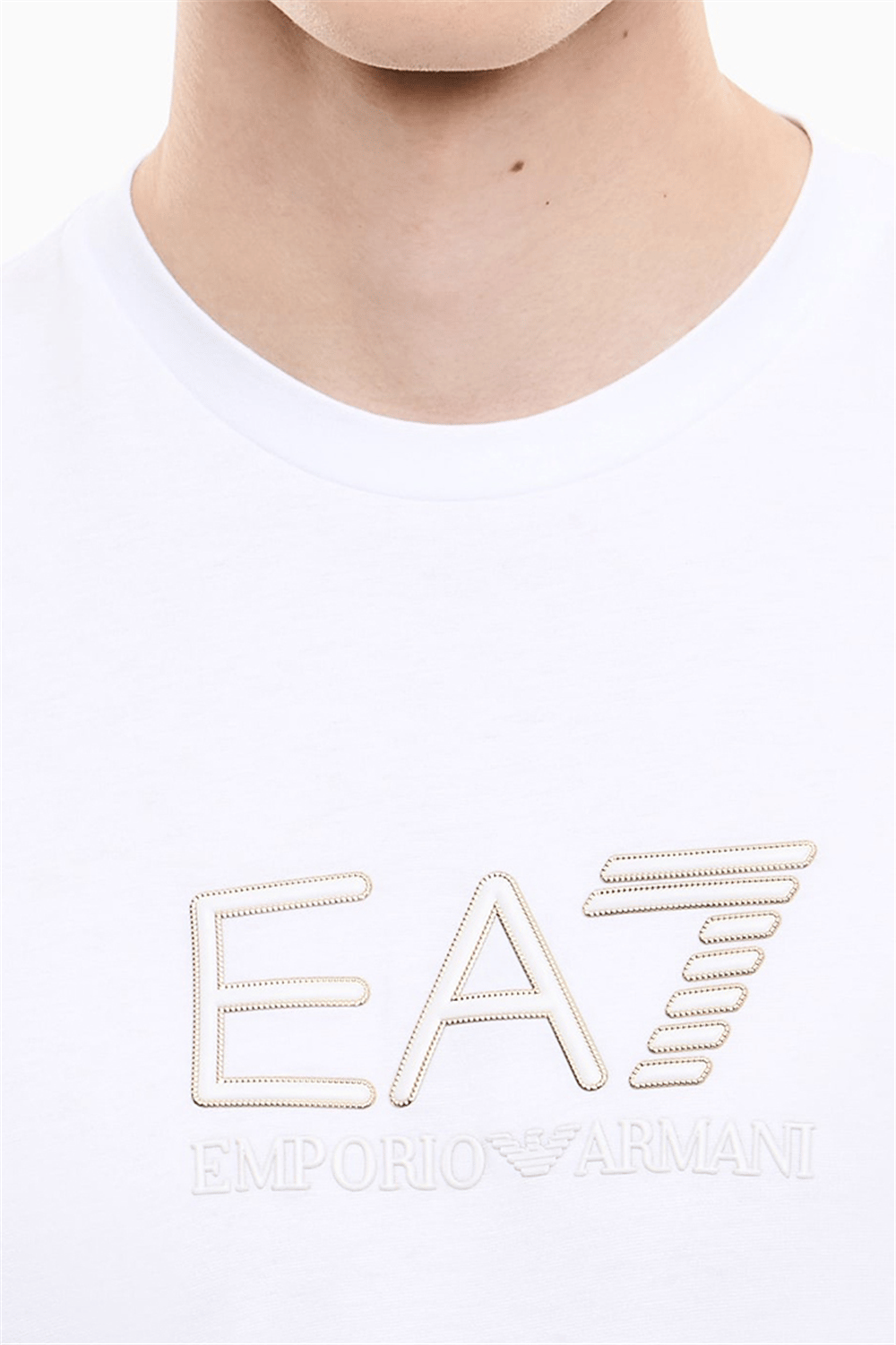 EA7 Erkek Bisiklet Yaka T-Shirt Beyaz