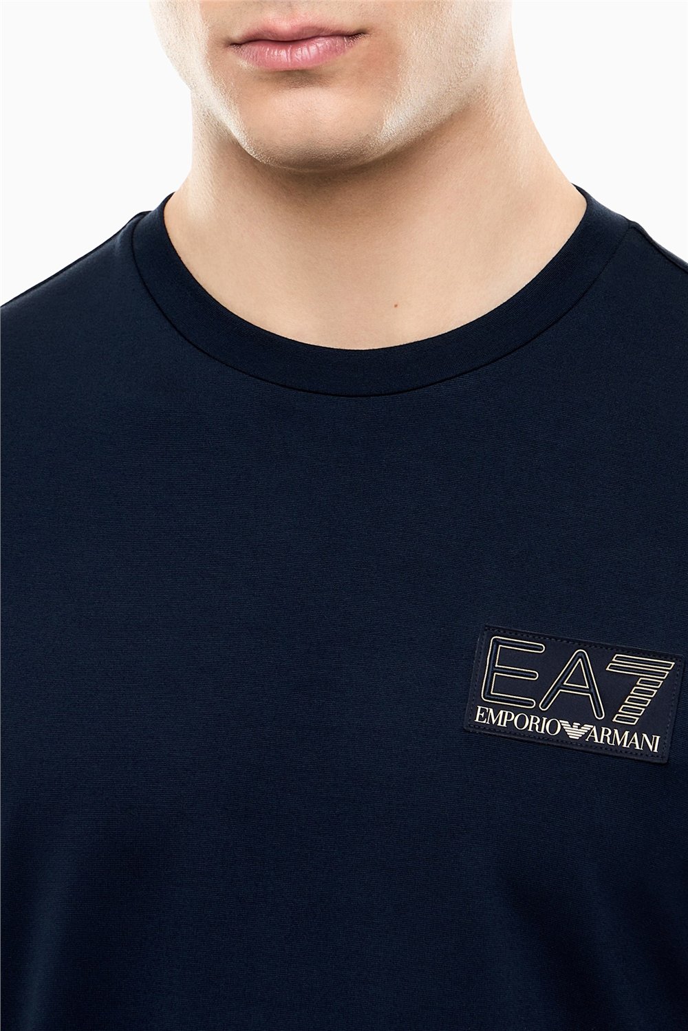 EA7 Erkek Bisiklet Yaka T-Shirt Mavi