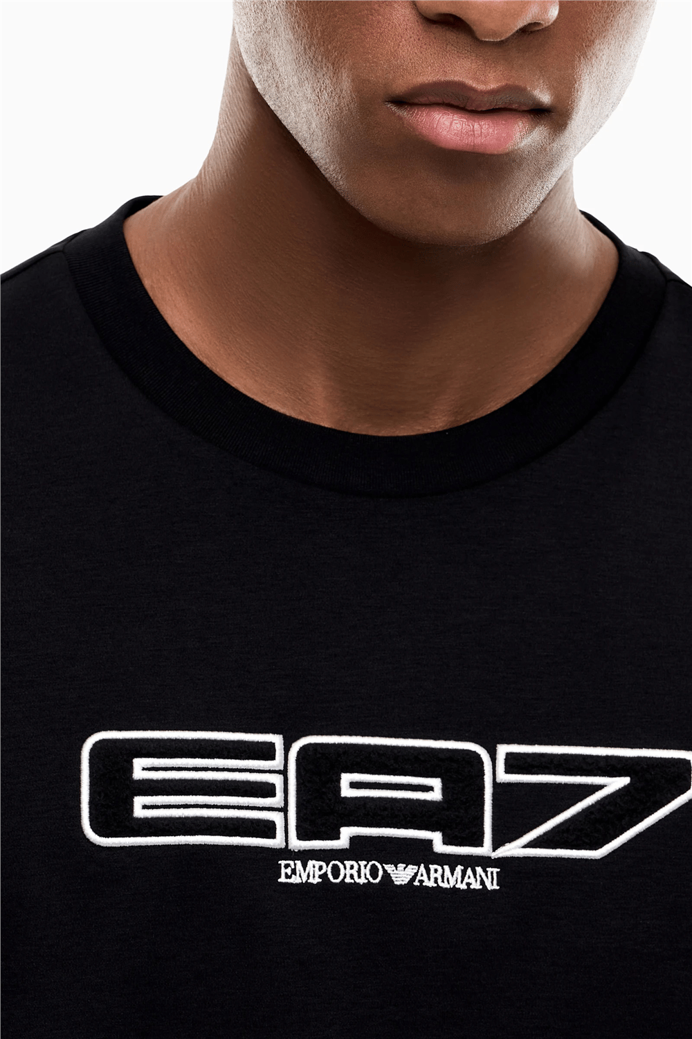 EA7 Erkek Bisiklet Yaka T-Shirt Siyah