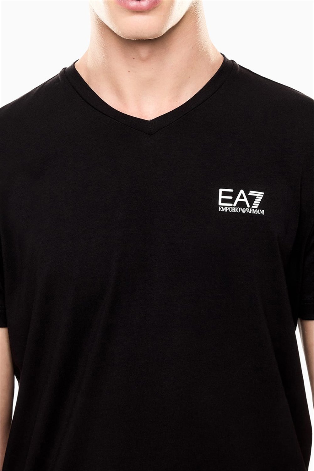 EA7 Erkek Bisiklet Yaka T-Shirt Siyah