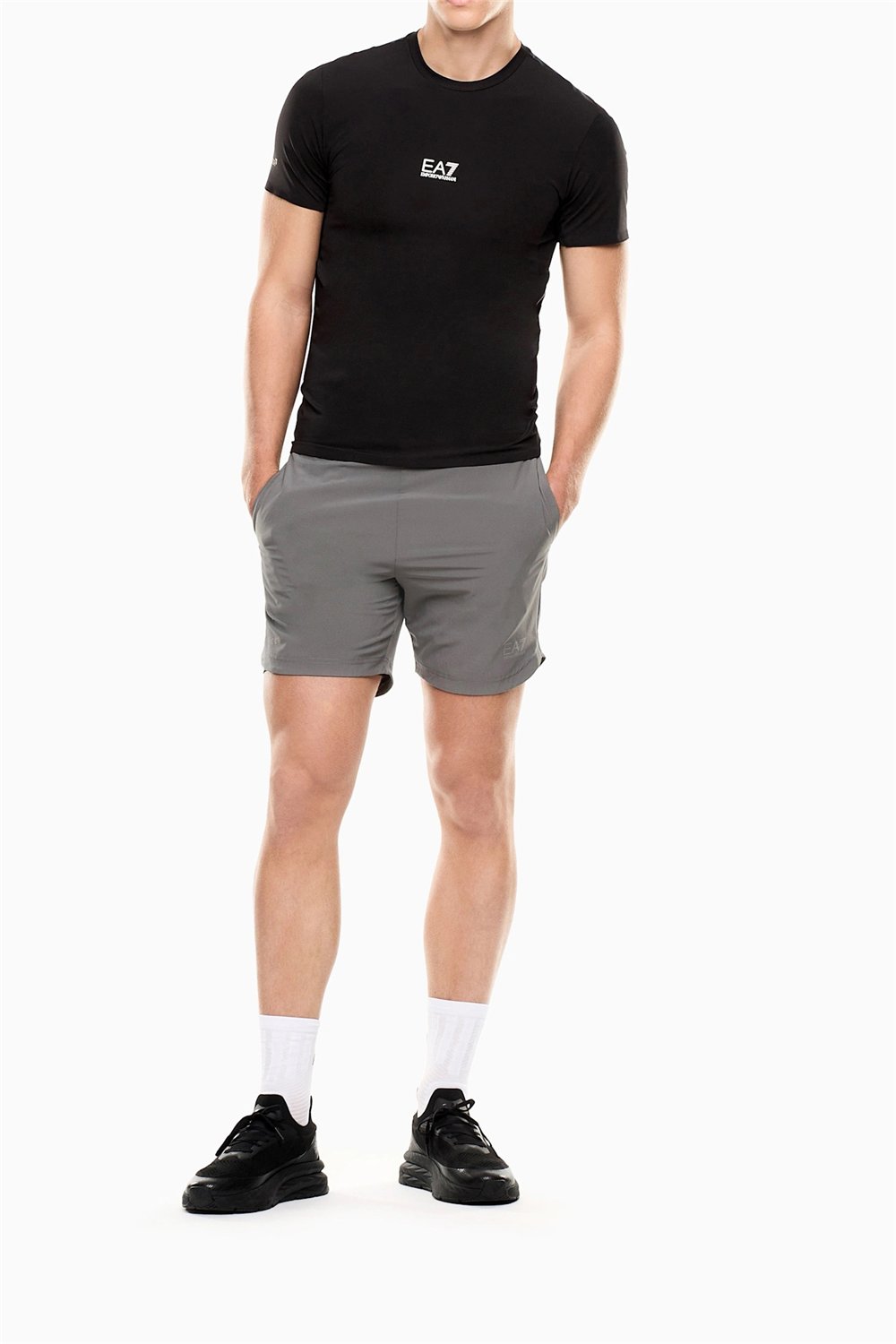 EA7 Erkek Bisiklet Yaka T-Shirt Siyah