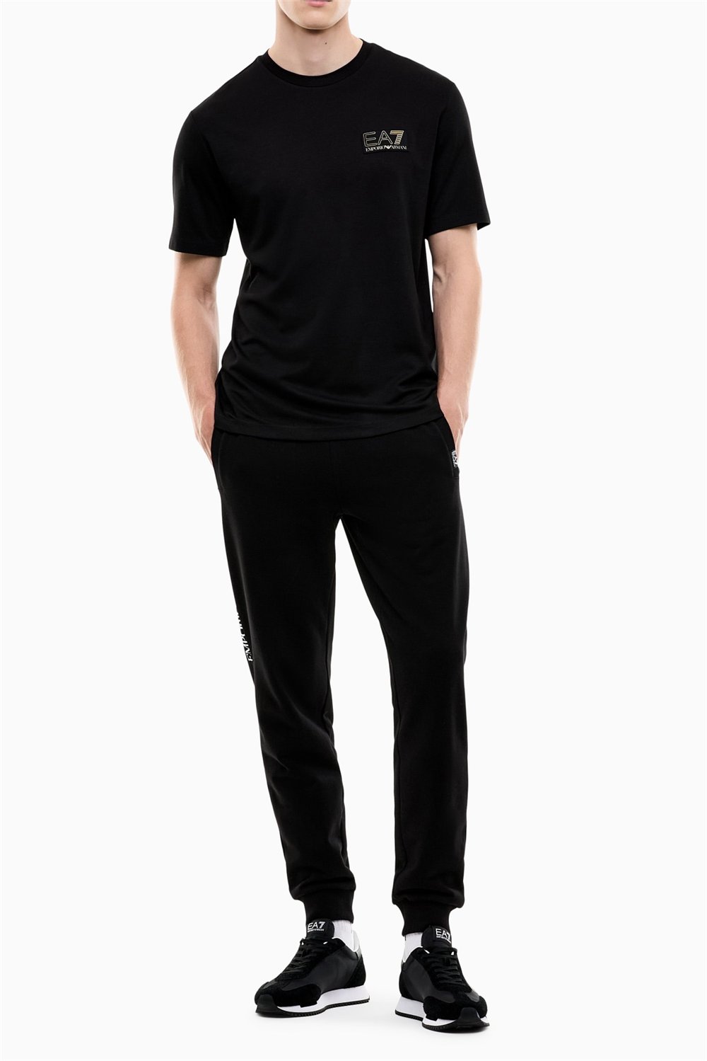 EA7 Erkek Bisiklet Yaka T-Shirt Siyah