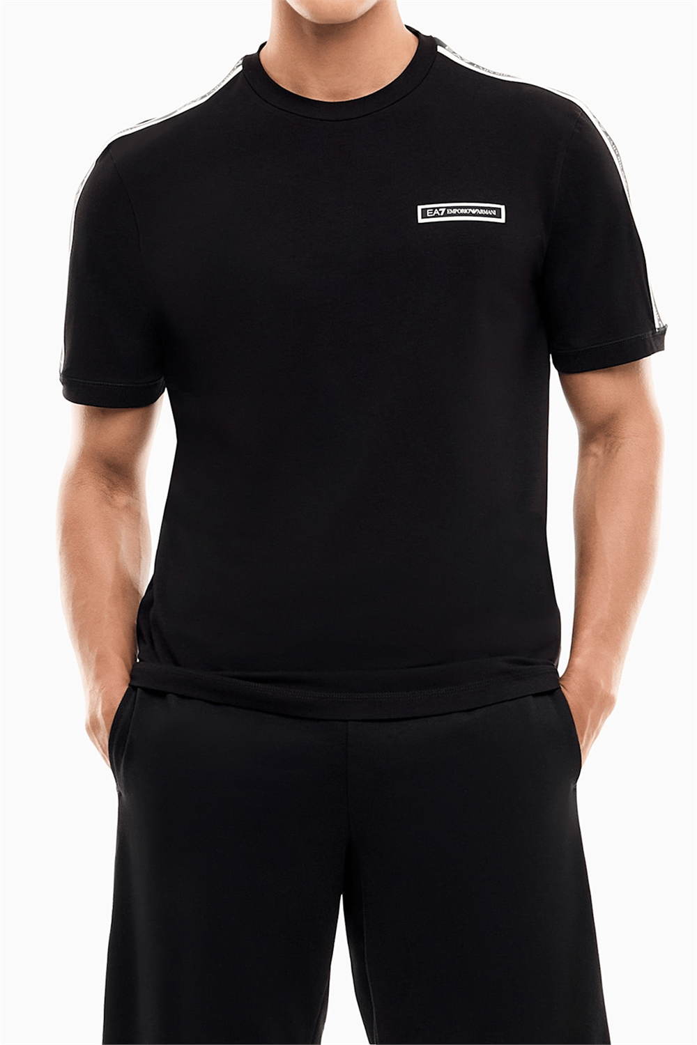 EA7 Erkek Bisiklet Yaka T-Shirt Siyah