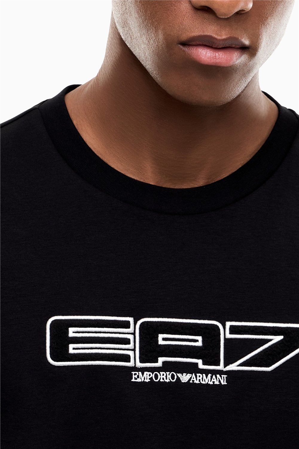 EA7 Erkek Bisiklet Yaka T-Shirt Siyah