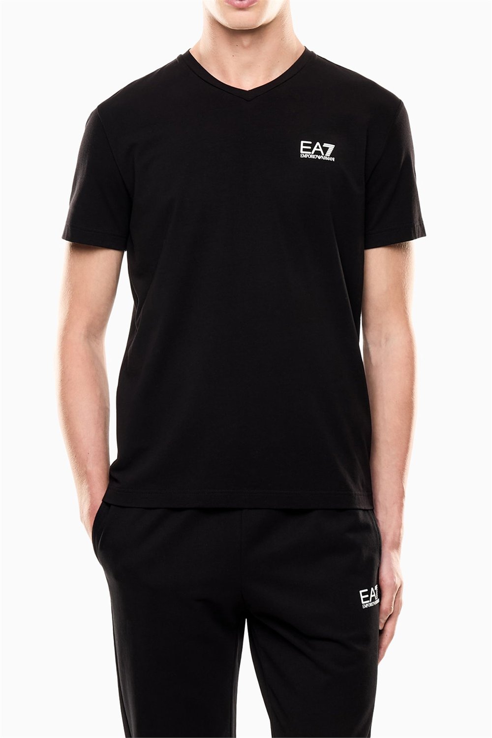 EA7 Erkek Bisiklet Yaka T-Shirt Siyah