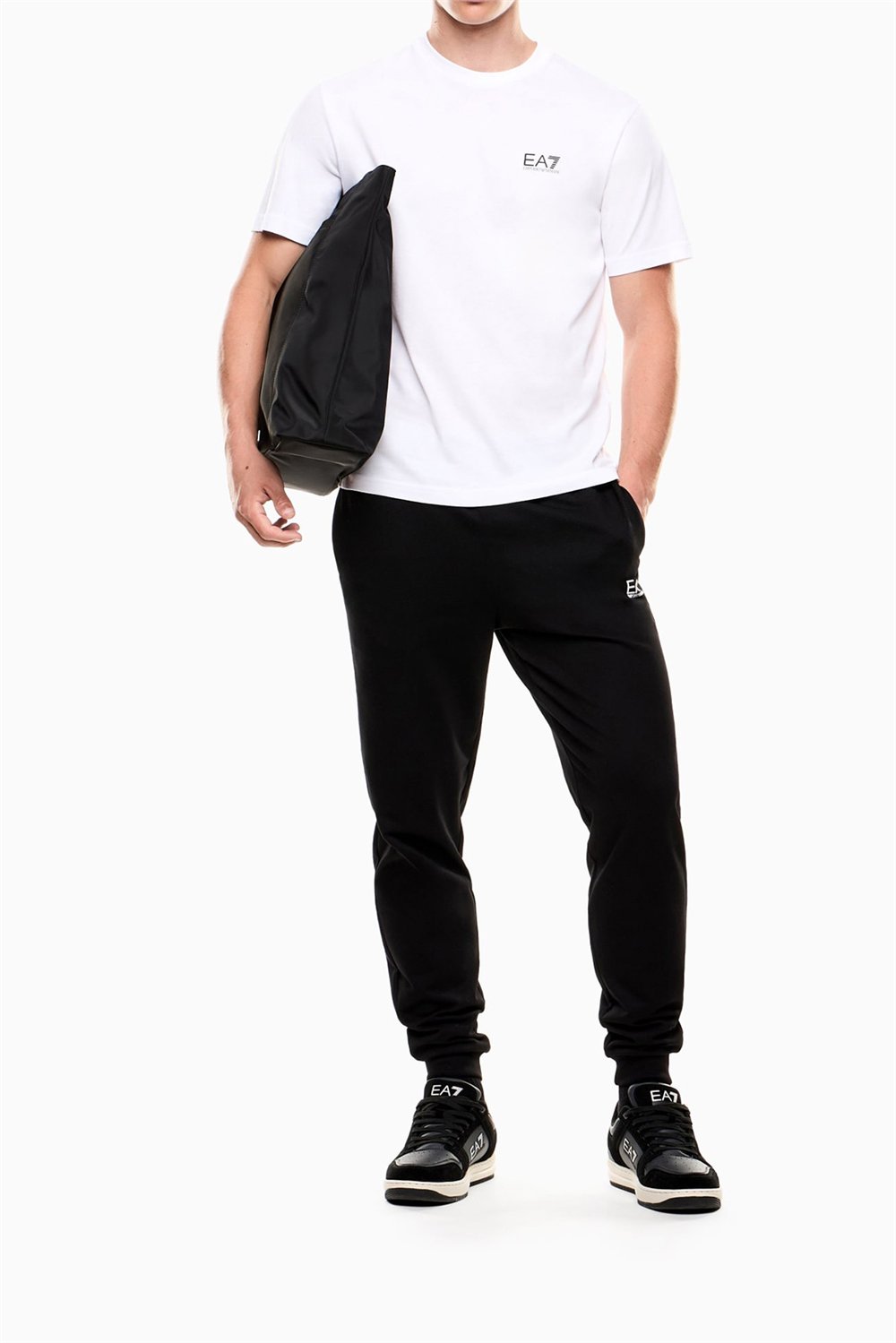 EA7 Erkek Bisiklet Yaka T-Shirt Siyah