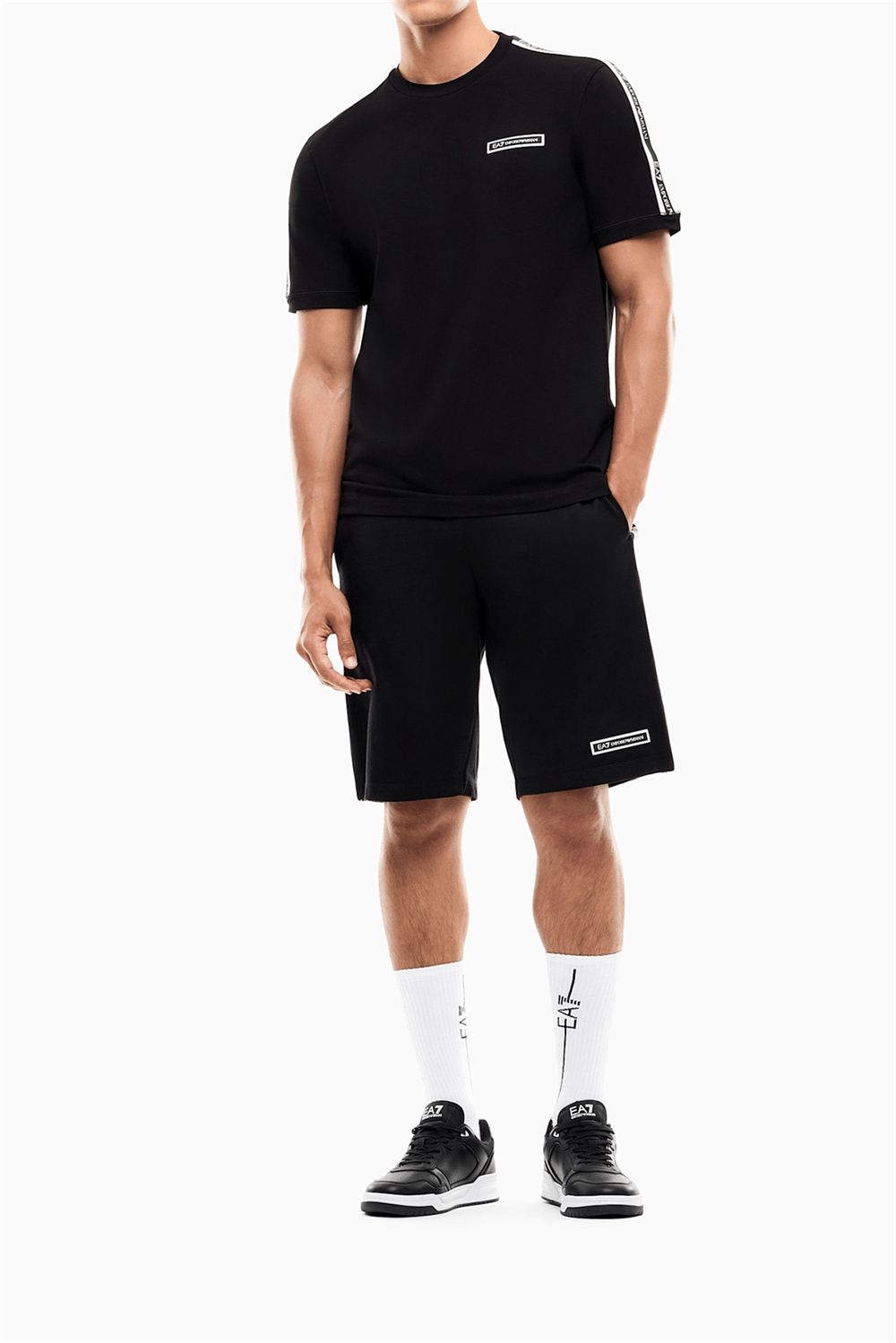 EA7 Erkek Bisiklet Yaka T-Shirt Siyah