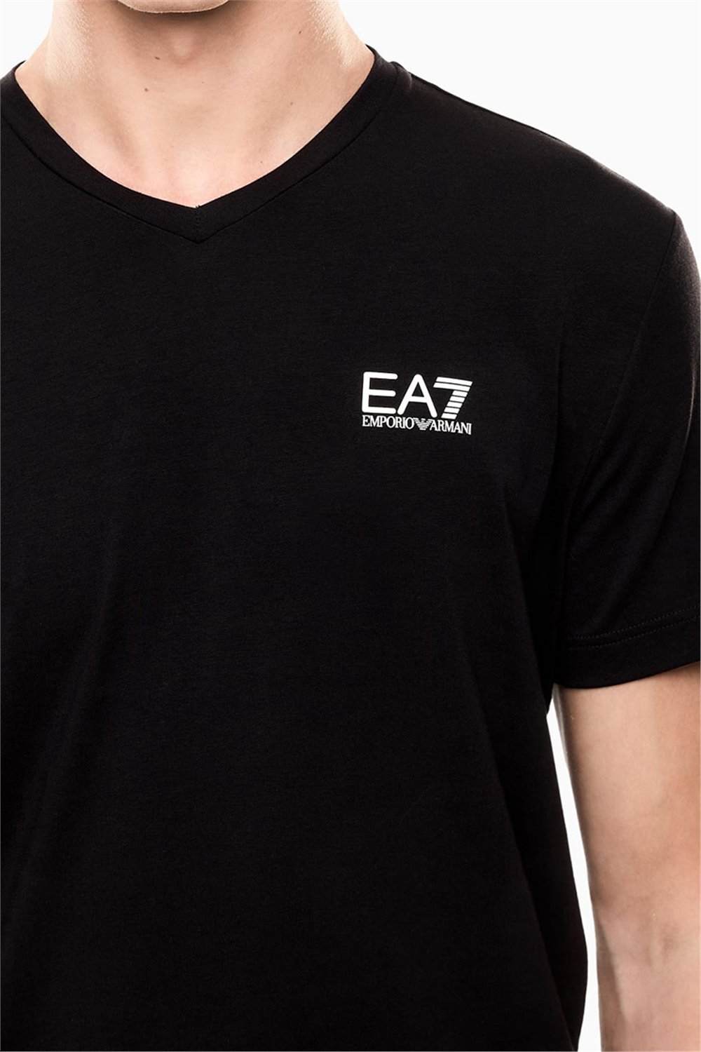 EA7 Erkek Bisiklet Yaka T-Shirt Siyah