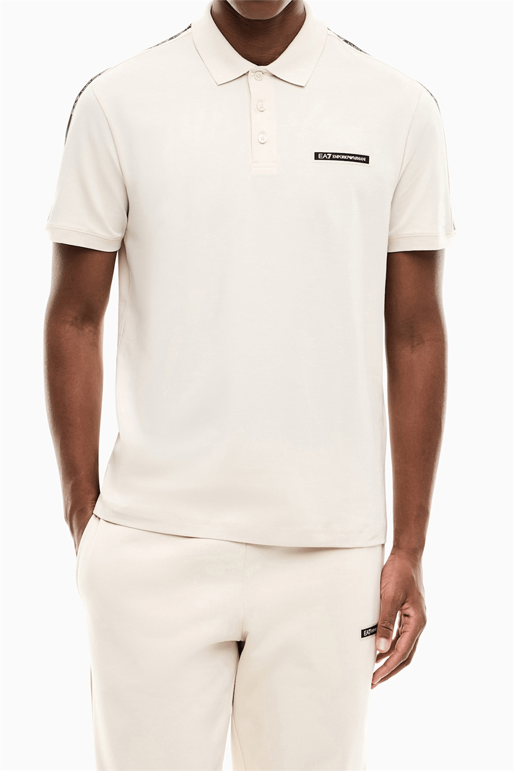 EA7 Erkek Polo Yaka T-Shirt Bej