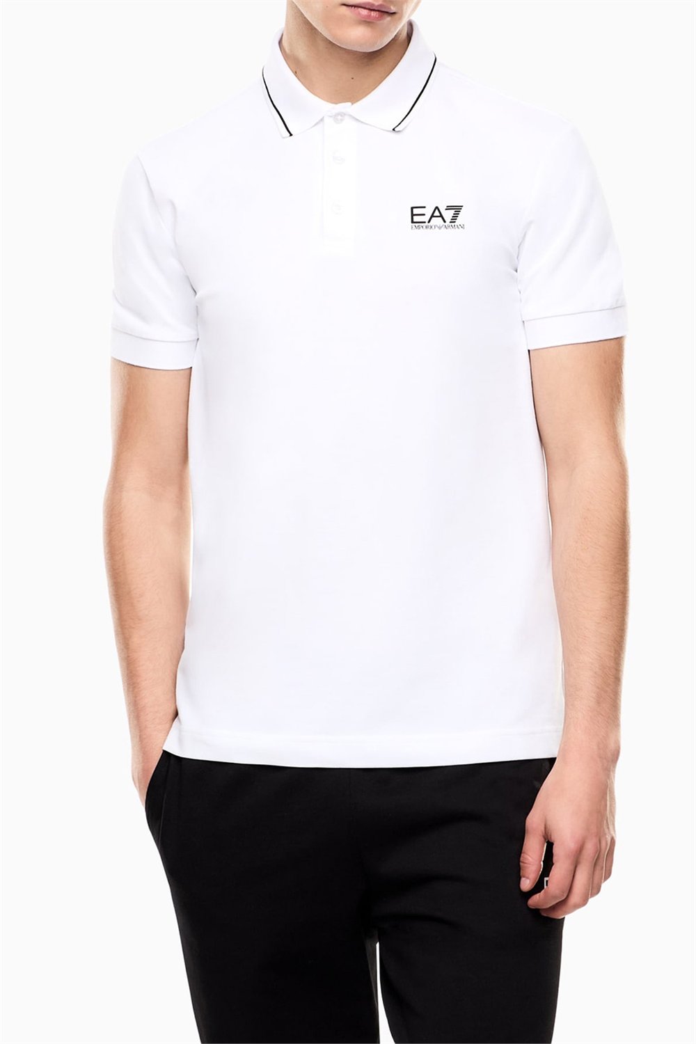 EA7 Erkek Polo Yaka T-Shirt Beyaz