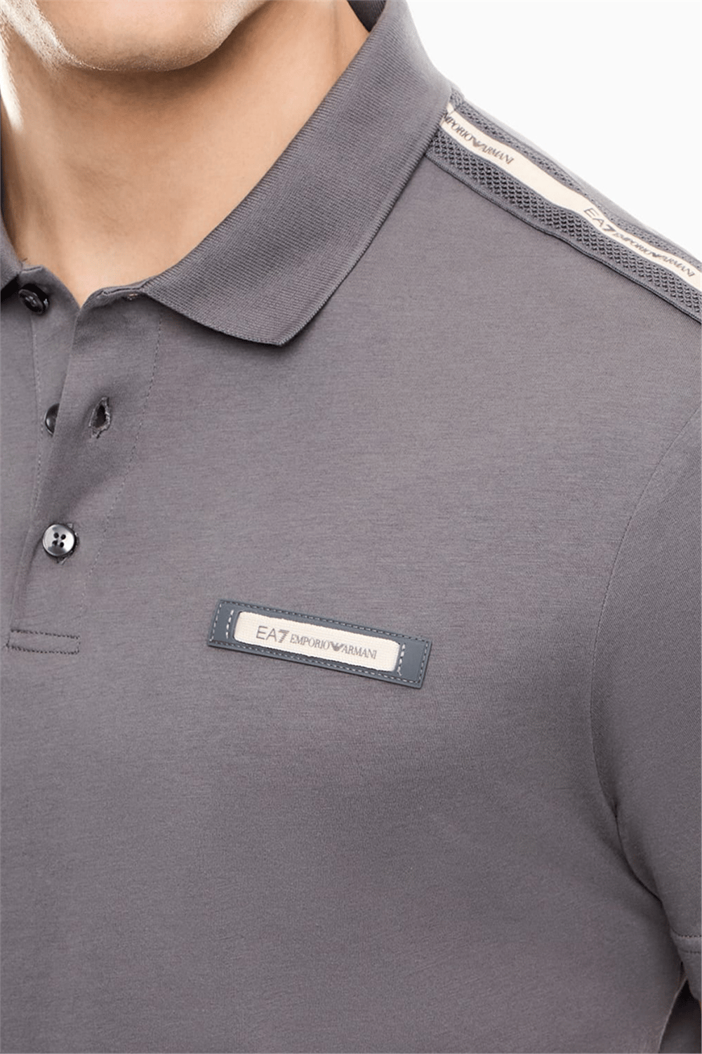 EA7 Erkek Polo Yaka T-Shirt Füme