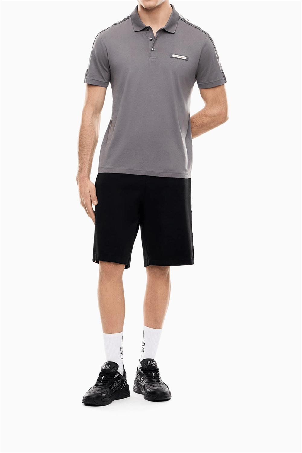 EA7 Erkek Polo Yaka T-Shirt Füme