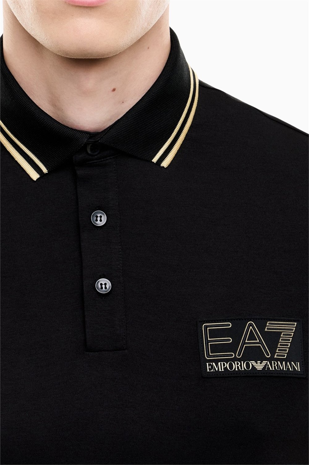 EA7 Erkek Polo Yaka T-Shirt Siyah
