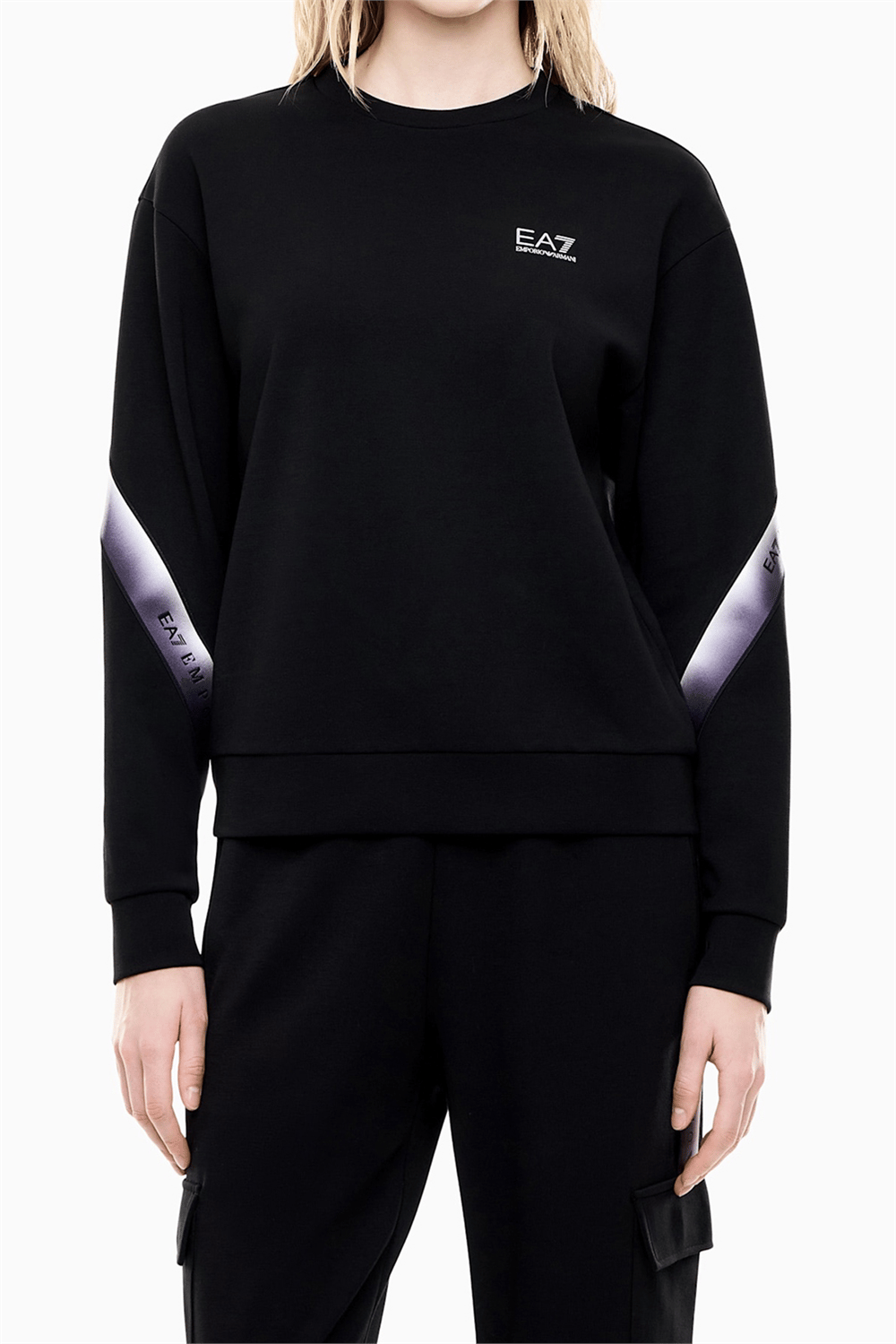 EA7 Kadın Bisiklet Yaka Sweatshirt Siyah