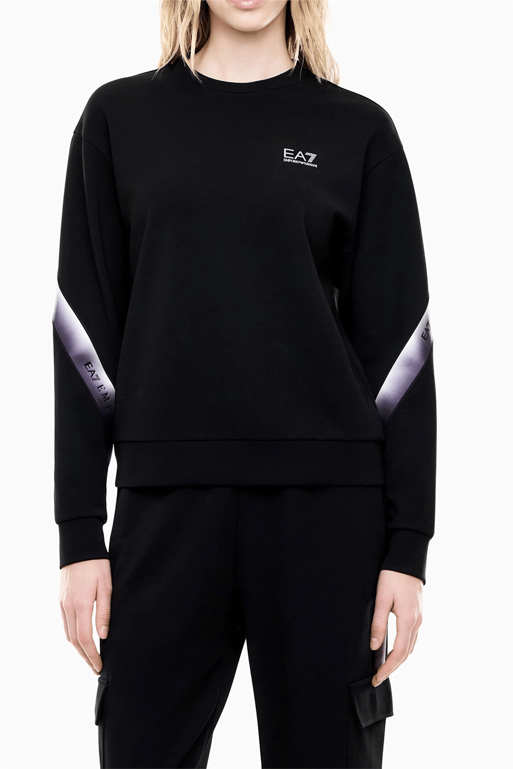 EA7 Kadın Bisiklet Yaka Sweatshirt Siyah