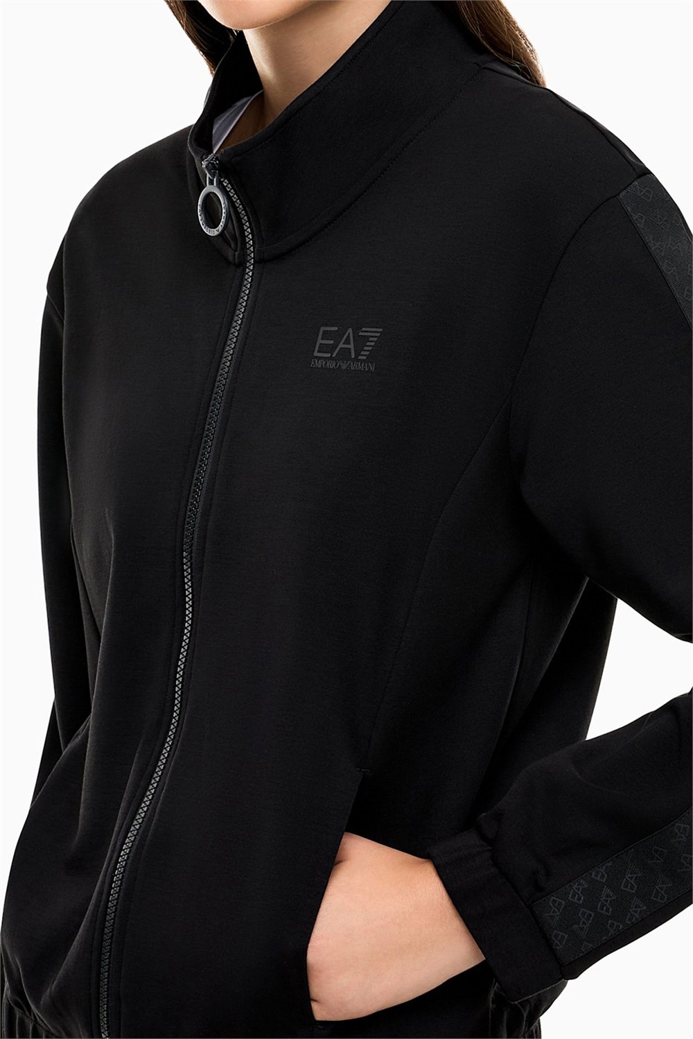 EA7 Kadın Bisiklet Yaka Sweatshirt Siyah