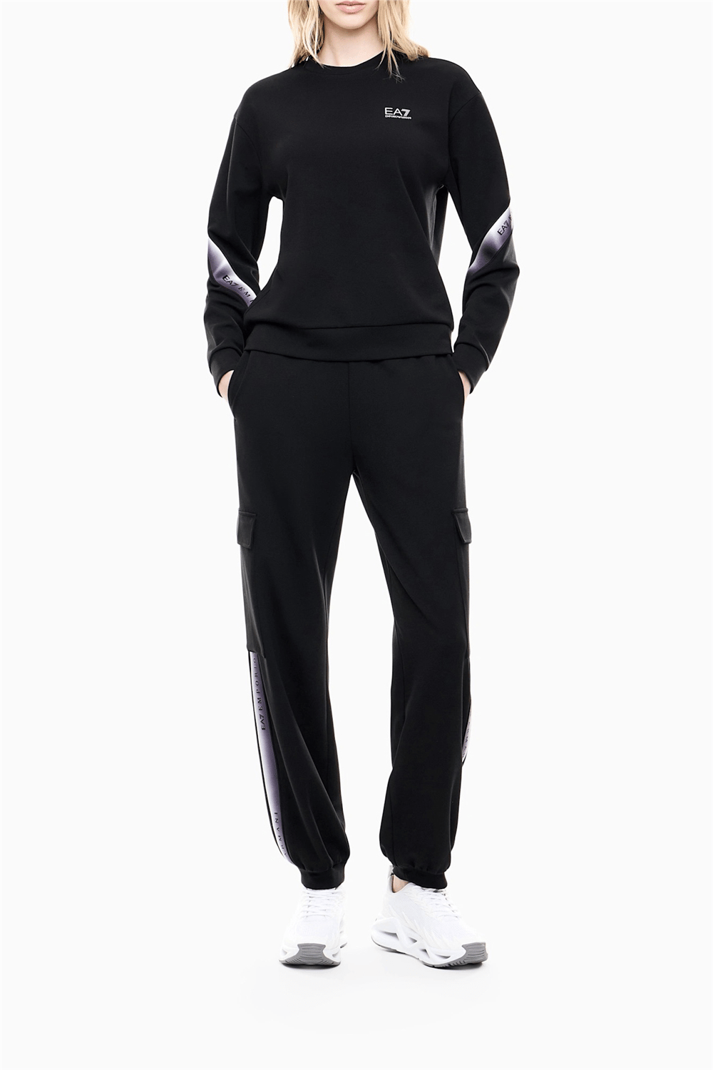 EA7 Kadın Bisiklet Yaka Sweatshirt Siyah
