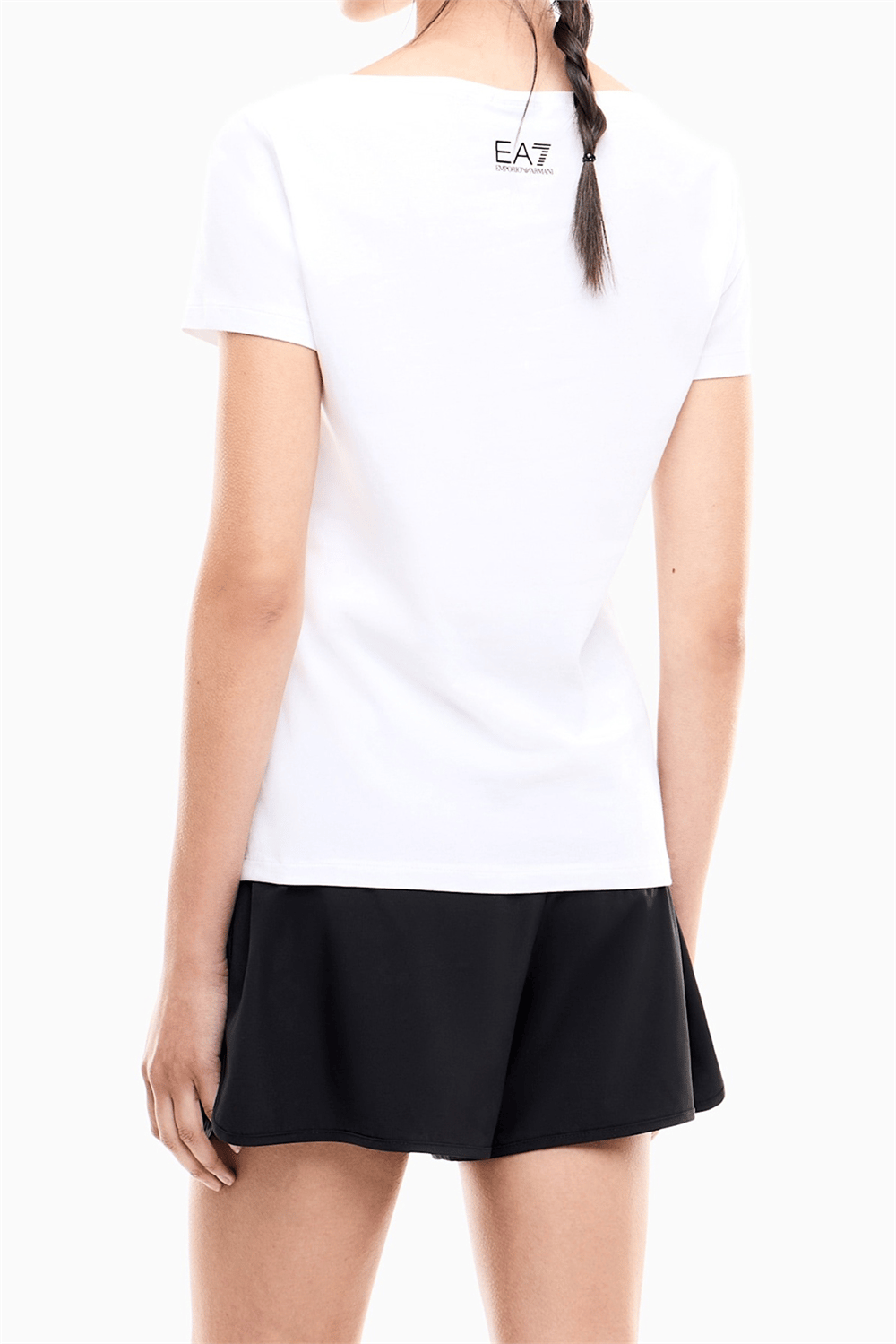 EA7 Kadın Bisiklet Yaka T-Shirt Beyaz