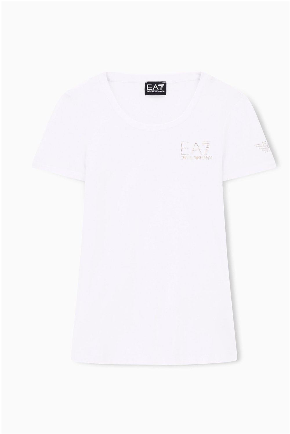 EA7 Kadın Bisiklet Yaka T-Shirt Beyaz