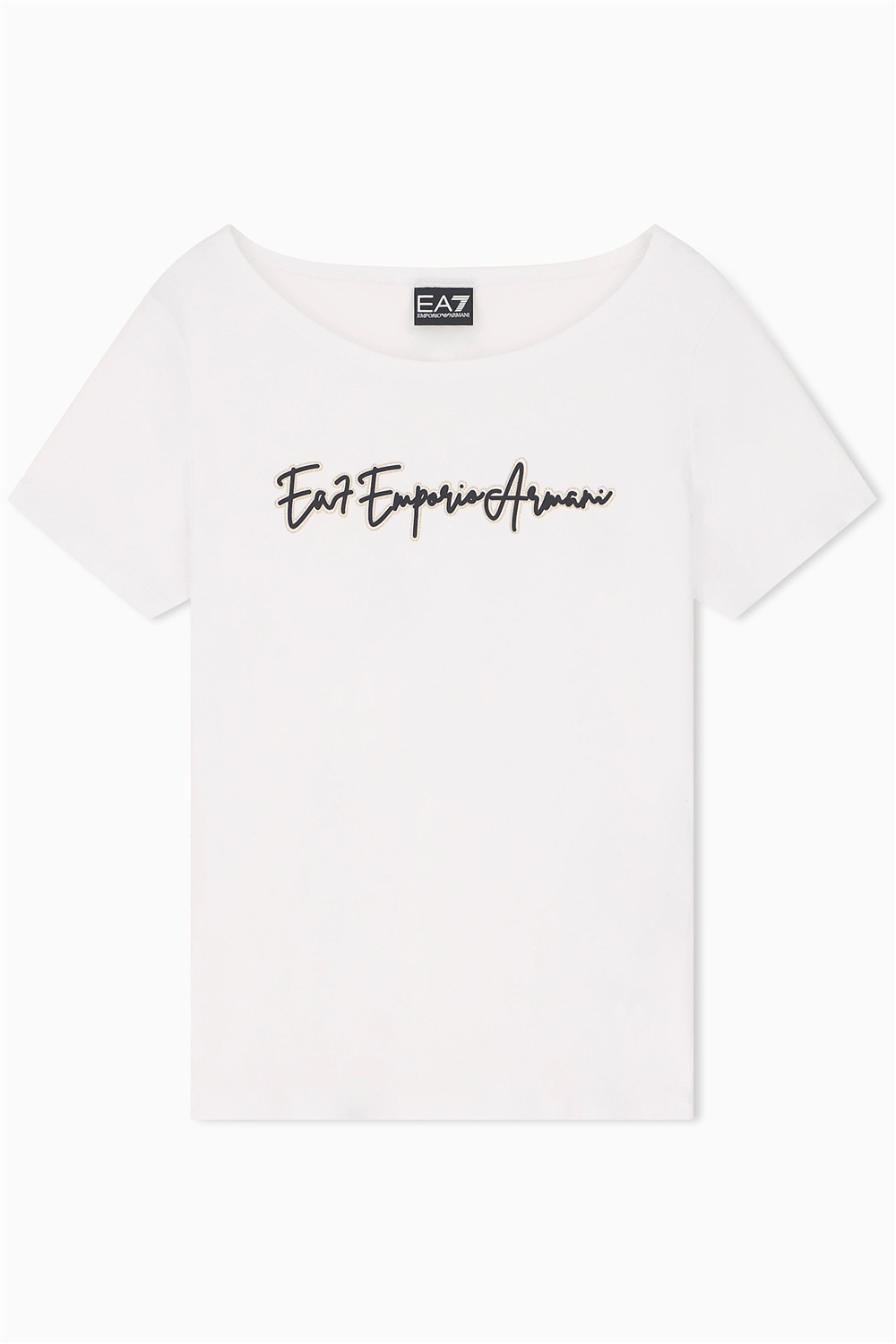 EA7 Kadın Bisiklet Yaka T-Shirt Beyaz