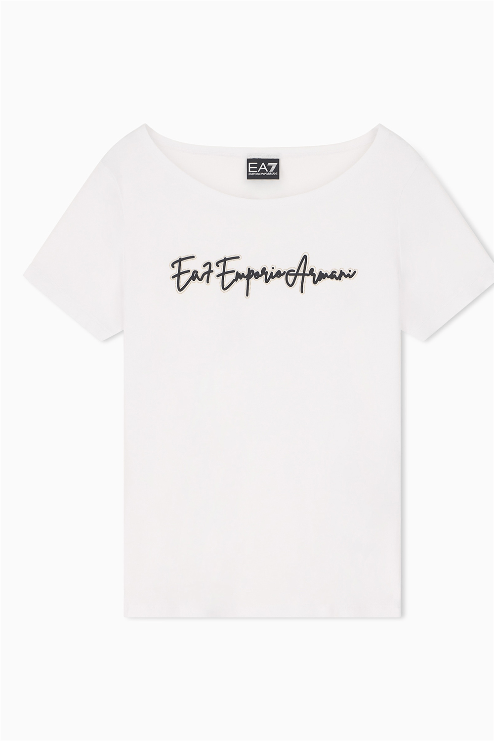 EA7 Kadın Bisiklet Yaka T-Shirt Beyaz