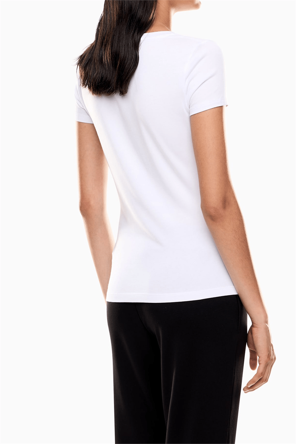 EA7 Kadın Bisiklet Yaka T-Shirt Beyaz
