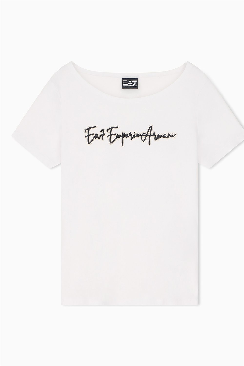 EA7 Kadın Bisiklet Yaka T-Shirt Beyaz