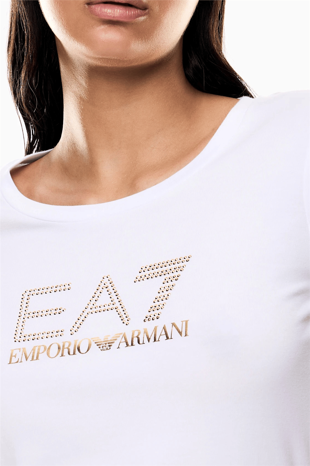 EA7 Kadın Bisiklet Yaka T-Shirt Beyaz
