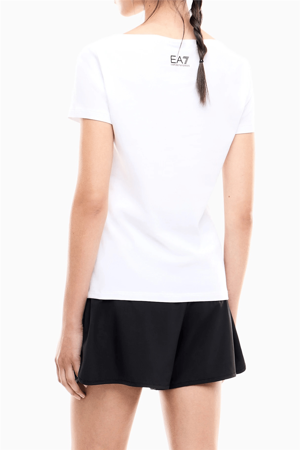 EA7 Kadın Bisiklet Yaka T-Shirt Beyaz
