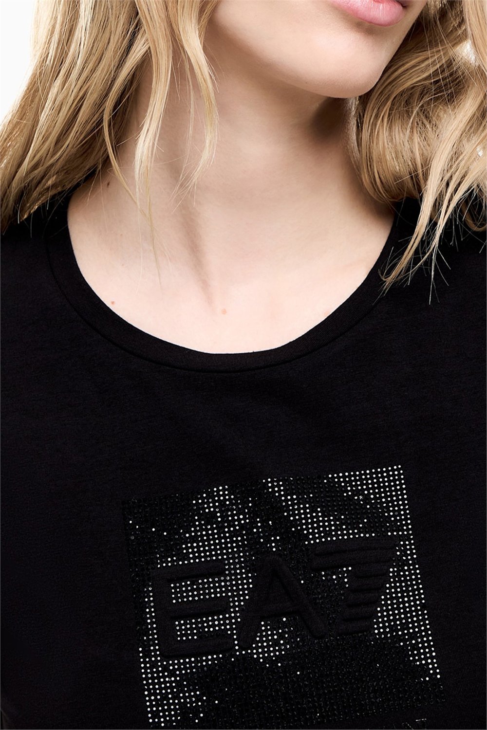 EA7 Kadın Bisiklet Yaka T-Shirt Siyah